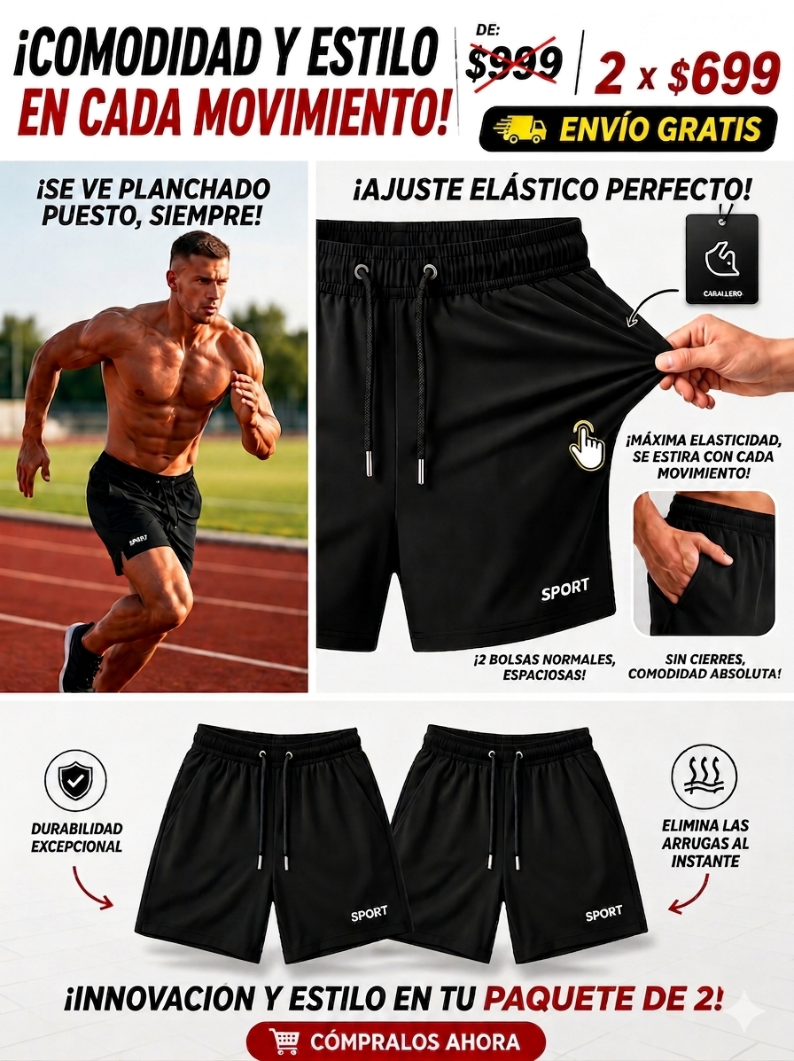 Paquete de 2 Shorts Deportivos Premium Para Hombre – Gym, Ejercicio y Yoga