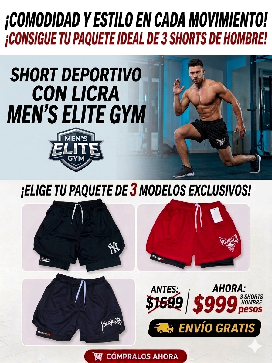 🔥Oferta Especial Paquete 3 Shorts Deportivos Gym Ejercicio Para Hombre Envío Gratis!