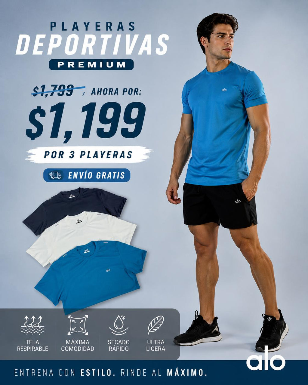 🔥Oferta Especial Paquete 3 Playeras Deportivas Gym Ejercicio Para Hombre Envio Gratis!